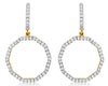 ESTATE .90CT DIAMOND 14KT YELLOW GOLD 3D OCTAGON CIRCLE OF LIFE HANGING EARRINGS