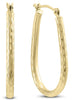 ESTATE 14KT YELLOW GOLD 3D CLASSIC HAMMERED DESIGN OVAL HOOP HANGING EARRINGS