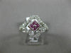 WIDE .51CT DIAMOND & AAA PINK SAPPHIRE 14K WHITE GOLD OPEN FILIGREE HEXAGON RING