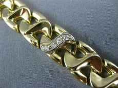ANTIQUE WIDE .40CT DIAMOND 14KT WHITE & YELLOW GOLD SWIRL LINK BRACELET #18710