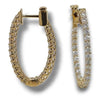 ESTATE 1.1CT DIAMOND 14K YELLOW GOLD ROUND INSIDE OUT OVAL HOOP HANGING EARRINGS