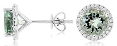2.56CT DIAMOND & AAA AQUAMRINE 14KT WHITE GOLD ROUND HALO MARTINI STUD EARRINGS
