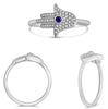 .14CT DIAMOND & AAA SAPPHIRE 14KT WHITE GOLD HAMSA CHAMSA LUCKY EVIL EYE RING
