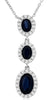 1.17CT DIAMOND & AAA SAPPHIRE 14K WHITE GOLD OVAL & ROUND 3 FLOWER LOVE NECKLACE