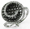 1.03CT WHITE & BLACK DIAMOND 14KT WHITE GOLD 3D CIRCULAR PAVE SWIRL RING