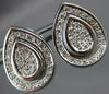 ESTATE LARGE .80CT DIAMOND 18KT WHITE GOLD 3D TEAR DROP HUGGIE HANGING EARRINGS