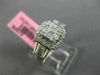 ESTATE 1.04CT ROUND & BAGUETTE DIAMOND 18KT WHITE GOLD CLUSTER SQUARE HALO RING