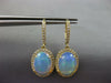 LARGE 8.13CT DIAMOND & AAA OPAL 14KT YELLOW GOLD 3D OVAL HALO HANGING EARRINGS