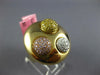 LARGE 1.10CT WHITE CANARY & PINK DIAMOND 18K YELLOW GOLD MULTI CIRCULAR FUN RING