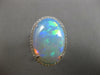 EXTRA LARGE 18.05CT DIAMOND & AAA AUSTRALIAN OPAL 14KT WHITE GOLD OVAL LOVE RING