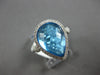 LARGE 5.26CT DIAMOND & AAA BLUE TOPAZ 14KT WHITE GOLD 3D PEAR SHAPE & ROUND RING