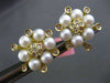 ESTATE LARGE .62CT DIAMOND & PEARL 18KT TWO TONE GOLD 3D FLOWER CLIP ON EARRINGS