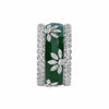 LARGE 1.44CT DIAMOND & GREEN ENAMEL 18K WHITE GOLD MULTI FLOWER ANNIVERSARY RING