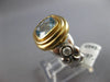 LARGE 3.2CT DIAMOND & AAA AQUAMARINE 14K 2 TONE GOLD CUSHION ROUND 3 STONE RING