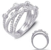WIDE .99CT DIAMOND 14KT WHITE GOLD MULTI ROW CRISS CROSS ETOILE BEZEL FUN RING