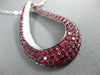 ESTATE LARGE 4.19CT DIAMOND & AAA RUBY 18KT WHITE GOLD 3D TEAR DROP FUN PENDANT