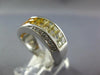 ESTATE WIDE 2.72CT DIAMOND & AAA RAINBOW YELLOW SAPPHIRE 14KT WHITE GOLD 3D RING