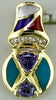 ESTATE .53CT DIAMOND & MULTI GEM 14KT YELLOW GOLD MULTI SHAPE FLOATING PENDANT