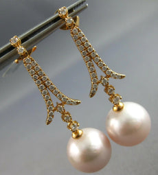 ESTATE LARGE .57CT DIAMOND & SOUTH SEA PEARL 18KT ROSE GOLD CHANDELIER EARRINGS
