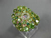 5.13CT DIAMOND & AAA PERIDOT & TSAVORITE 14K YELLOW GOLD 3D FILIGREE FLOWER RING