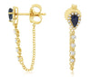 .91CT DIAMOND & AAA SAPPHIRE 14KT YELLOW GOLD 3D PEAR SHAPE & ROUND FUN EARRINGS