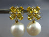 5.02CT DIAMOND & AAA YELLOW SAPPHIRE & SOUTH SEA PEARL 18K YELLOW GOLD EARRINGS