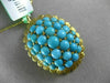 ANTIQUE LARGE AAA TURQUOISE 18KT YELLOW GOLD 3D LEAF CLUSTER SUN BURST PENDANT