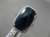 LARGE 6.13CT DIAMOND & AAA SLICED SAPPHIRE 14KT WHITE GOLD 3D HALO MILGRAIN RING