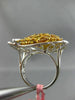 EXTRA LARGE 3.90CT WHITE & FANCY YELLOW DIAMOND 18K 2 TONE GOLD HEART LOVE RING