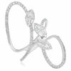 .97CT DIAMOND 18KT WHITE GOLD 3D ROUND AND BAGUETTE CLUSTER MULTI LEAF FUN RING