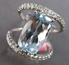 EXTRA LARGE 7.35CT DIAMOND & AAA AQUAMARINE 18KT WHITE GOLD CUSHION & ROUND RING