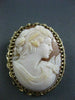 ANTIQUE LARGE 14KT YELLOW HAND CARVED LADY SHELL CAMEO PENDANT & BROOCH #22104