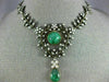 ANTIQUE EXTRA LARGE 33.60CT OLD MINE DIAMOND & AAA EMERALD 14KT GOLD NECKLACE