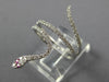 ESTATE 0.35CT DIAMOND & AAA RUBY 18KT WHITE GOLD 3D CLASSIC HAPPY SNAKE FUN RING
