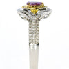 WIDE 1.26CT MULTI COLOR DIAMOND 18KT WHITE & ROSE GOLD FILIGREE ENGAGEMENT RING