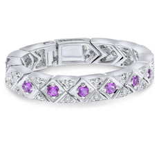 ESTATE .47CT DIAMOND & AAA PINK RUBY 14KT WHITE GOLD TRIANGULAR GEOMETRICAL RING