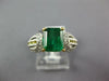 ESTATE 2.25CT WHITE & YELLOW DIAMOND & AAA EMERALD PLATINUM 3D ENGAGEMENT RING