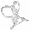 .89CT DIAMOND 18KT WHITE GOLD ROUND AND BAGUETTE MULTI FLOWER CLUSTER FUN RING