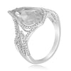 LARGE 3.40CT DIAMOND & AAA WHITE TOPAZ 14KT WHITE GOLD PEAR SHAPE & ROUND RING