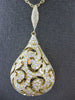 EXTRA LARGE 2.16CT DIAMOND 18KT YELLOW GOLD OPEN FILIGREE TEAR DROP FUN PENDANT
