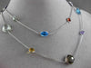 ANTIQUE EXTRA LONG 45.0CT EXTRA FACET MULTI SHAPE & GEM 14KT WHITE GOLD NECKLACE