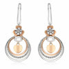 .44CT DIAMOND 14KT WHITE AND ROSE GOLD 3D FLOWER MULTI CIRCULAR HANGING EARRINGS