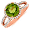 LARGE 2.50CT DIAMOND & AAA PERIDOT 14KT ROSE GOLD 3D ROUND CLASSIC HALO FUN RING