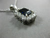 ESTATE LARGE 5.26CT DIAMOND & SAPPHIRE 18KT WHITE GOLD HALO RECTANGULAR PENDANT