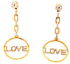 ESTATE LARGE .85CT DIAMOND 18KT YELLOW GOLD 3D FLOWER LOVE HANGING EARRINGS