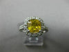 ESTATE 2.50CT ROUND DIAMOND & AAA YELLOW TOPAZ 14KT WHITE GOLD SQUARE HALO RING