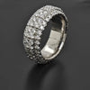 WIDE 3.41CT DIAMOND 18K WHITE GOLD MULTI FLOWER SQUARE ETERNITY ANNIVERSARY RING