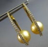 ESTATE LARGE .55CT DIAMOND & AAA GOLDEN SOUTH SEA PEARL 18KT YELLOW GOLD HOOP EARRINGS
