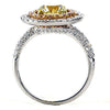2.64CT WHITE FANCY YELLOW & PINK DIAMOND 18KT TRI COLOR GOLD 3D ENGAGEMENT RING