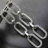 ESTATE LARGE .88CT DIAMOND 18KT WHITE GOLD 3D OVAL CLASSIC LINK HANGING EARRINGS